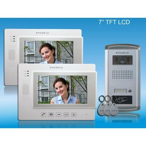 ZHUDELE INTERNATIONAL QUALITY - 7"color video door phone,CCD camera with ID card unlocked ,touch screen with SD CARD(1 to 2)