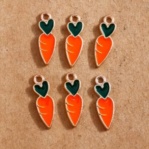 10pcs 5*16mm Cute Enamel Heart Carrots Charms for DIY Earring Pendants Necklace Handmade Jewelry Findings Accessories