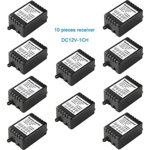10 Pieces of 433Mhz Wireless Remote Control Switch DC 12V 10A 1CH Remote Relay for Garage Doors Lights Curtains AlarmSystem
