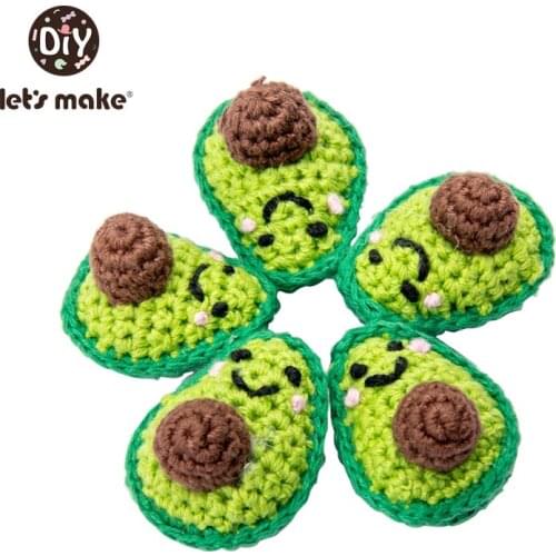 Lets Make 10pcs Avocado Wooden Teether Crochet Beads Wooden Crafts DIY Beads For Pacifier Chain Baby Rattle Bead Kids Teether