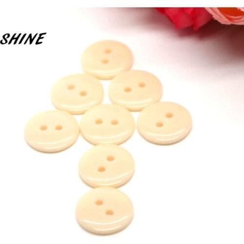 100PCs Decorative Buttons Beige 2 Holes 12.5mm Sewing Resin Buttons Flatblck Scrapbooking S1006