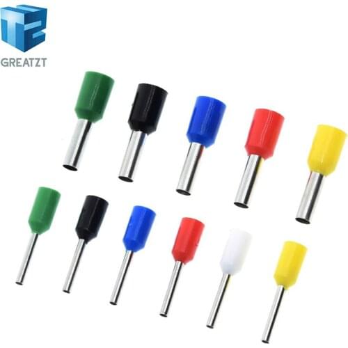 100pcs E0508 E2508 Tubular Wire Cold Pressure Connector Electrical Terminals Cable Crimps Wire Ferrules 22AWG Wire VE0508 VE2508