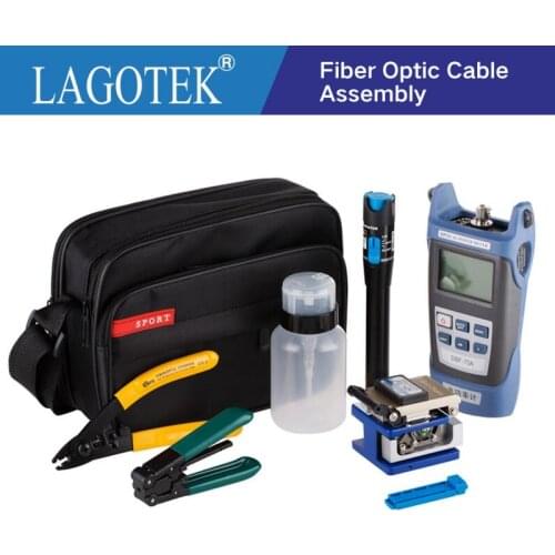 12pcs/pack FTTH Fiber Optic Tool Kit with FC-6S fiber optic cleaver Power Meter Visual Fault Locator Fiber Stripping Pliers