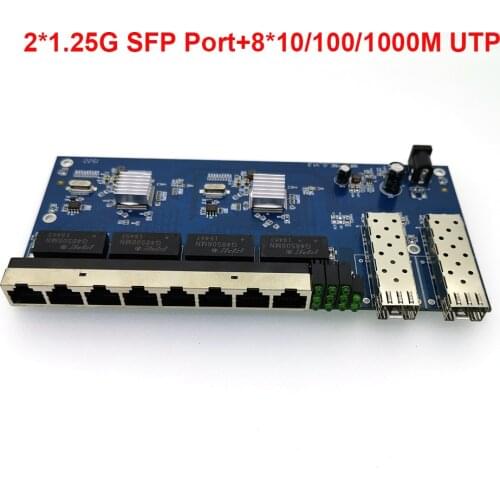 2SFP8E 10/100/1000M Gigabit Ethernet switch Ethernet Fiber Optical 8*RJ45 2*SFP 1.25G fiber Port PCBA Board