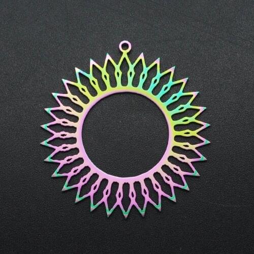 5pcs/lot 100% Stainless Steel Rainbow Sun Pendant DIY Necklace For Woman Jewelry Making