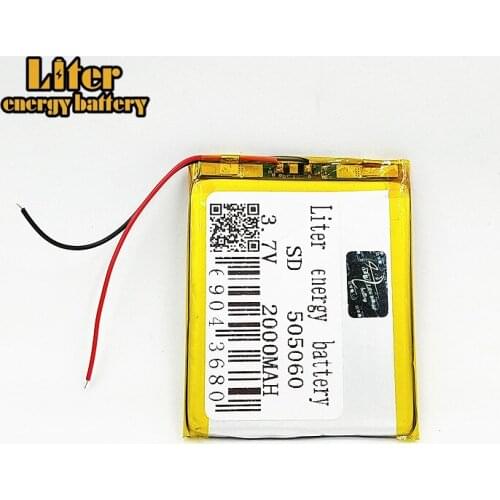 505060 li-polymer battery 3.7v 2000mah for gps Rechargeable Battery For MP4 MP5 GPS DVD mobile video game E-books