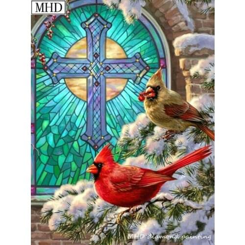 5d diy diamond painted bird christmas decoration rhinestone full square mosaic 3D diamond embroidery living room artwork