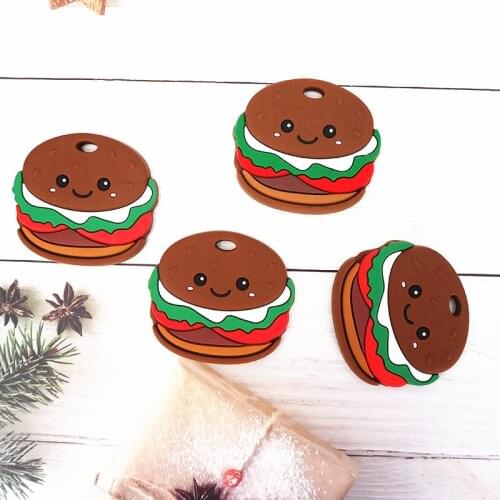 Chenkai 10PCS Silicone Hamburger Teether Toys Chewable Baby Teether Shape Products Nursing Gift Accessory BPA free