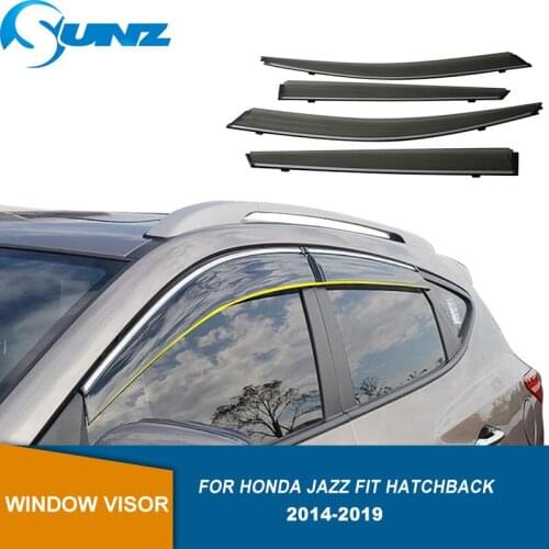 Side Window Deflectors For Honda Jazz Fit Hatchback 2014 2015 2016 2017 2018 2019 Sun Rain Guard Deflectors Window Visor SUNZ