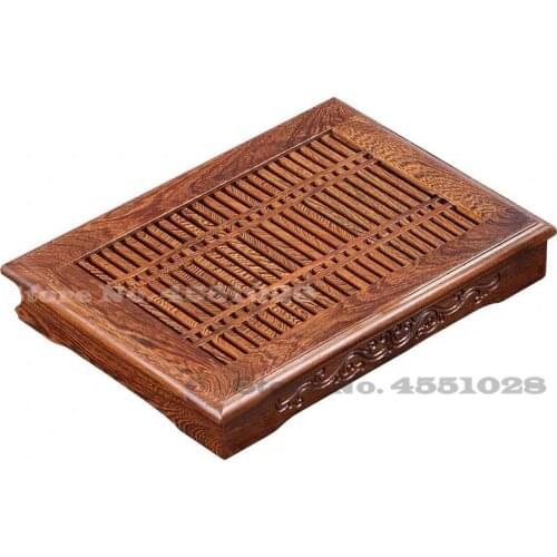Chicken Wing Wood Tea Tray Solid Home Rosewood Tea Table Simple Water Storage Drainage Kung Fu Teaware Large Rectangular Tray