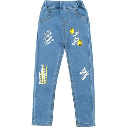 Kids Girls Jeans Childrens Clothing Girls' Jeans Stretch Big Childrens Spring and Autumn Baby Girls' Trousers 3-12 Ages