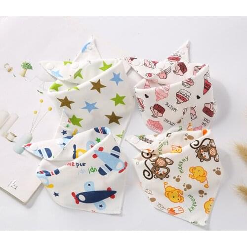 5pc/lot Baby waterproof bib Bandana Bibs Cartoon Infant Girls Boys Toddler Triangle Scarf