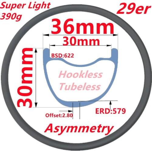 Mountain Bicycle Disc Brake Asymmetric Carbon Rim 29ER MTB Carbon Rims Tubeless Hookless Wheel Rim
