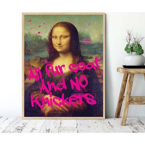 Home Decor Wall Art Canvas Painting Wall Pictures for Living Room Mona Lisa Graffiti Canvas Wall Painting Posters and Prints