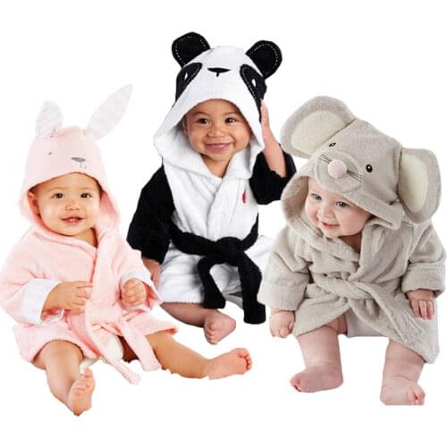 Newborn Infantil Toddler Baby Unisex Robe Cartoon Animal Baby Hooded Bathrobe Bath Towel Bath Terry Bathing Robe