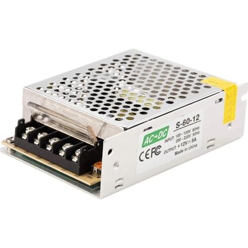 12V DC Switching Power Supply 5A 60W, Universal Regulated Transformer Converter AC 110V-220V to DC 12V, for LED Strip Lights