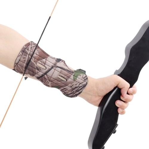 Camo/Black Archery Arm Guard 3 Hole Protective Arm Guards Adjustable Straps Protector