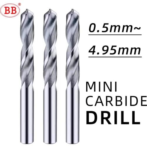 BB 0.5-4.95mm Micro Drill Carbide Mini Bits D1=D2 Diameter 1PCS CNC Hole Machining Tool