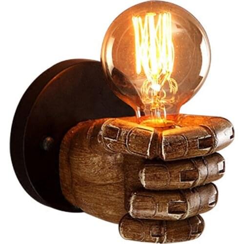 Creative resin hand Wall Lamp retro loft cafe restaurant bar club Sconce Light office study balcony aisle corridor E27 Luminaire