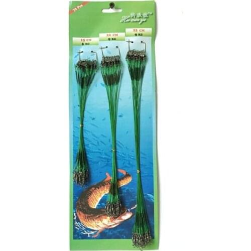 HiUmi 72pcs 15 / 20 / 25cm Fishing Line Steel Wire Leader Swivel Tackle Spinner Snap and Swivel Wire Line