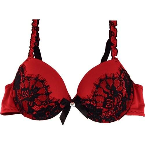 MiaoErSiDai Girlss Cheap Price Underwear Womans Lace Push Up Bra B Cup With Beautiful Bow 2460