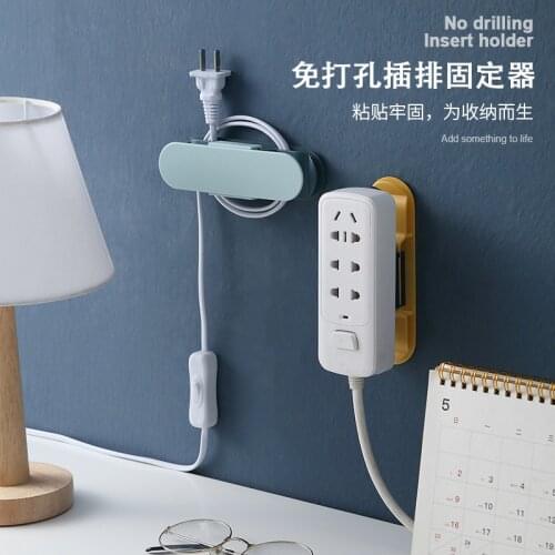 2pcs Multi-function Cable Organizer, Bedroom Kitchen Socket Storage Free Perforated Row Plug Fixed Buckle Cable Organizer
