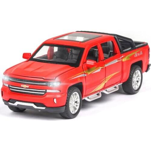 Hot 1:32 scale wheels 4x4 Chevrolet Pickup truck metal model with light and sound silverado diecast car pull back toy collection