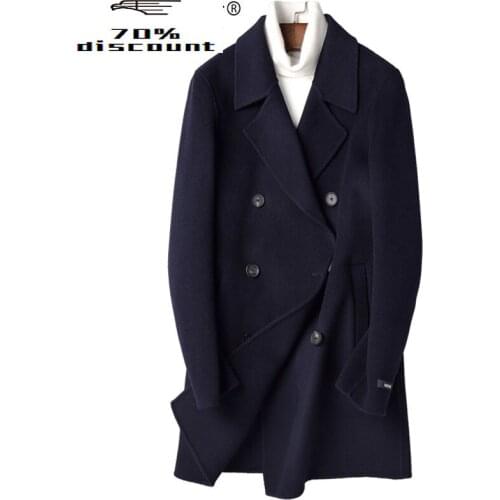 200% Wool Coat Autumn Winter Jacket Men Handmade Double-sided Woolen Coats Mens Windbreaker Overcoat P-S8305Z Y2300