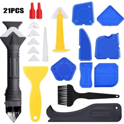 21pcs Caulking Tool Set Seam Scraper Corner Line Cleaner Sealant Removal Spatula Silicone Trowel Floor Construction Tool