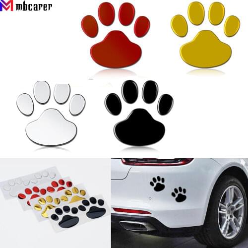 2Pcs/Set Car Stickers and Decals Paw 3D Animal Dog Cat Bear Foot Prints Footprint Decal Car Sticker Silver Red Black Golden