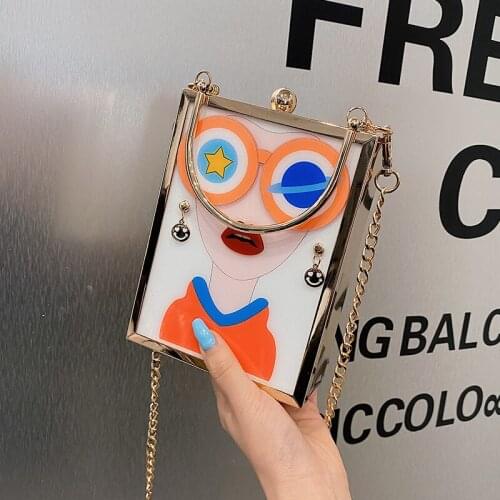 New Designer Handbag Small Box Shape Shoulder Bag For Women Funny Personality Crossbody Bag Fashion Chain Cube Messenger Bag