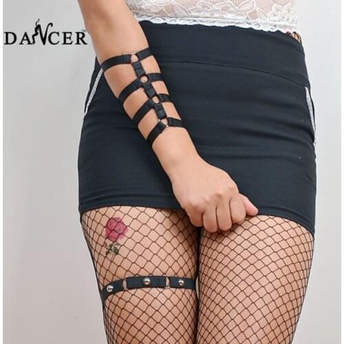 New garter Body hand harness bracelet bangles garter fashionable sexy geometric black harness attaching rivet for lady