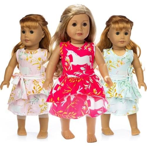 2021 New Pattern Fashion Willow Leaf Tulle Dress Fit 18 Inch American&43cm Baby New Born Doll Clothes Accessories