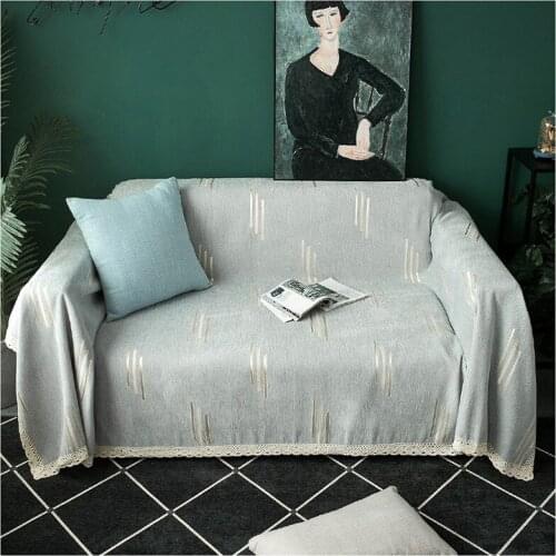 Stripe Thickened Chenille Slipcovers Couch Cover Stretch Sofa Towel Sofa Covers For Living Room Fully Wrapped Chaselong Cover