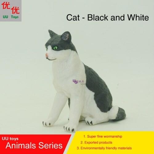 Hot toys:Black and White Cat Simulation model Animals kids toys children educational props