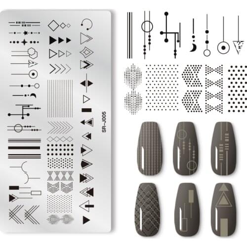 Plant Flower Nail Stamping Plates Geometric Line Wave Pattern Nail Art Image Stamp Stencils Templates Nail Tool