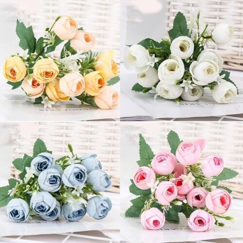 Multicolor Tea Roses vases for home decoration accessories fake daisy plastic flower wedding decorative Artificial flowers cheap