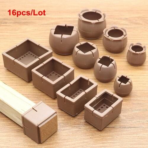 16Pcs Table Chair Leg Silicone Cap Pad Furniture Non-slip Table Feet Cover Floor Protector Foot Protection Bottom Cover Pads
