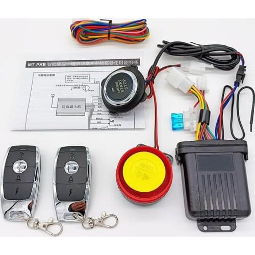 Motorcycle Alarm Keyless Start System PKE Remote Control Moto Lock Engine Button Start One Key Ignition Theft Protection Warning