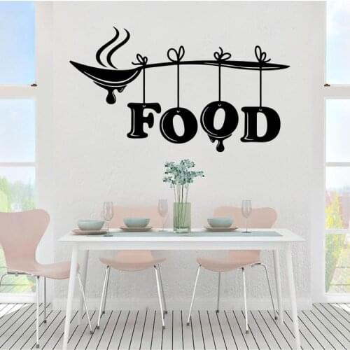 Modern Food Kitchen Spoon Wall Sticker Food Dinning Cook Cuision Spoon Wall Decal Kitchen Resturant Vinyl Home Decor