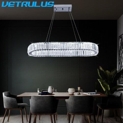 Modern Rectangle Crystal Led Pendant Light Luxury Mirror Stainless Steel Hanging Lamp Indoor Lighting Restaurant Led Lustres