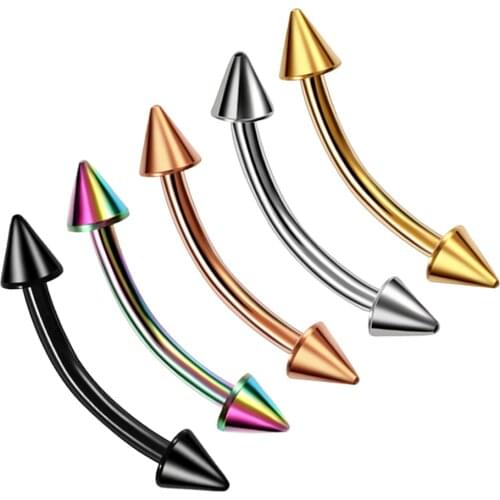 16G 1Pc Titanium Eyebrow Piercing Screw Thread Curved Cone Ear Cartilage Tragus Helix Piercing Body Jewelry for Women Fashion