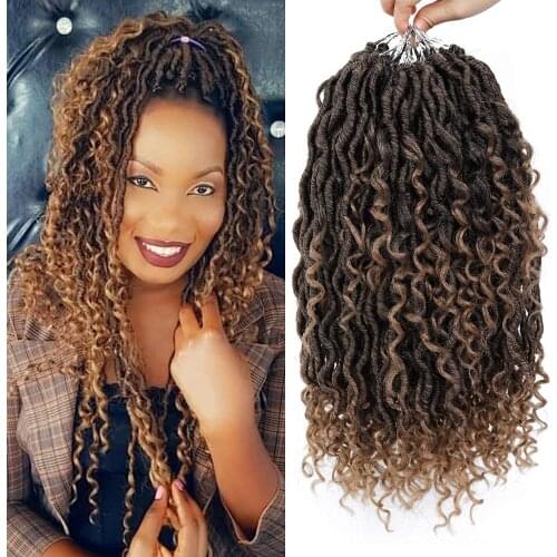 Faux Locs With Curly Hair Goddess Crochet Braids Hair Braiding Passion Twist Faux Goddess River Locs Ombre Brown
