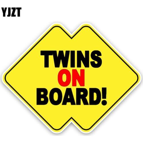 YJZT 12.9*10.1CM Interesting Decoration TWINS BABY ON BOARD Car Sticker Graphic Colored C1-5573