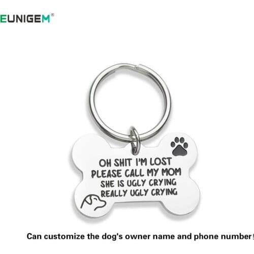 Funny Keychain Dog Tag, Engraved Tag, Puppy Pet ID, Pet Tags for Dogs Cats Kitten, Collar Tag, for Pets New Puppy