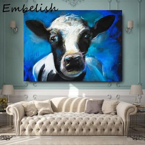 1 Pieces Watercolor Cow Face Modern Home Decor Animals Posters For Living Room Pictures HD Spray On Canvas Oil Paintings Artwork