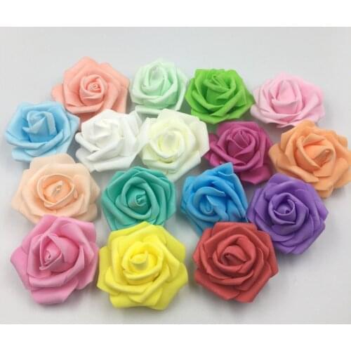 100 Pcs/Lot 16 Colors 6-7cm PE Foam Rose Head Handmade DIY For Wedding Home Decoration Artificial Flowers