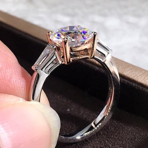 10K Au417 White Gold Women Ring Moissanite Diamonds 1 2 3 4 5 Carat Round Trapezoid Wedding Party Engagement Anniversary Ring