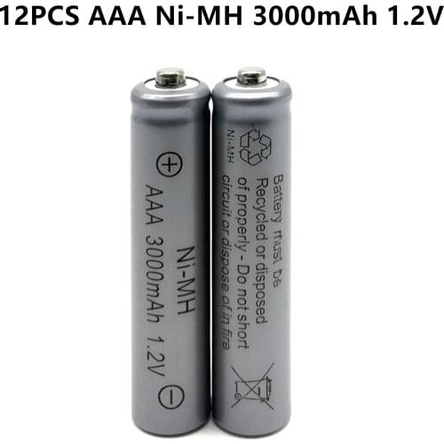 12PCS AAA Ni-MH 3000mAh 1.2V Rechargeable Batteries,Toy Battery, Alarm Clock Battery Remote Control Battery