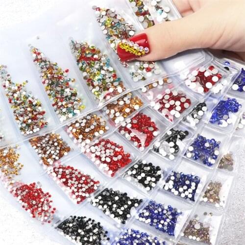 Multi-size 1700pcs Glass Nail Rhinestones swarovsky Nails Art Decorations Crystals Strass Charms Mixed Size Rhinestone Set